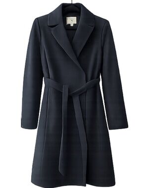 NWOT Gap Black Wool Blend Wrap Coat Belted Long Coat Women’s Small